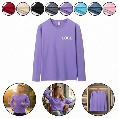 Mens Cotton Long Sleeve T-Shirt, Oversized Relaxed Fit.